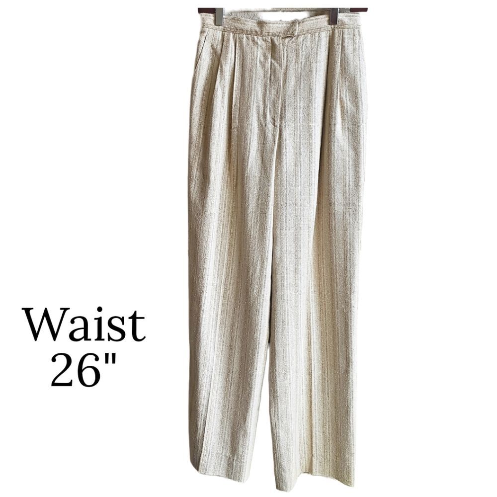 Christian Dior Seperates womens size 26 Ivory striped pleated dress pant trouser